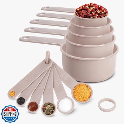 Puctstone 11PCS Measuring Spoons and Measuring Cups Set, Stackable Cups and S