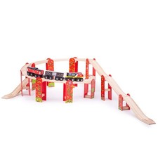 Bigjigs Rail, High Level Train Track Expansion Pack, Wooden Toys, Bigjigs Train