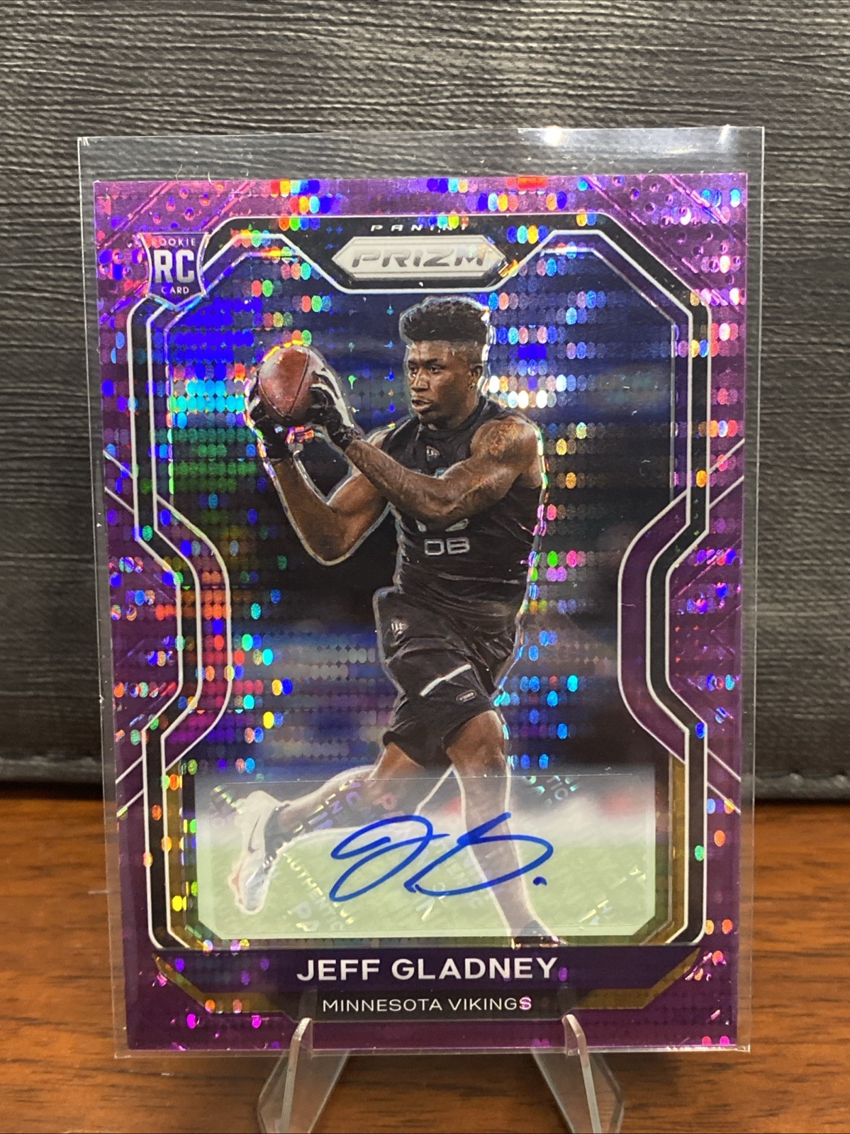 Jeff Gladney Panini Prizm #399 Autograph-Purple Pulsar