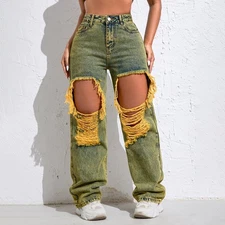 Wide-Leg Baggy Jeans – High Waist Straight Pants