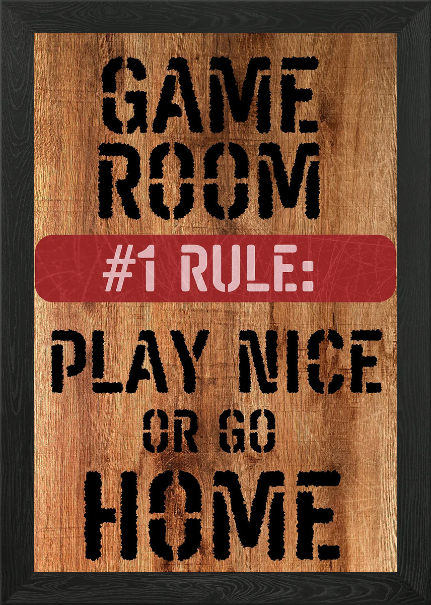 Game room rules Framed Wall Art Poster Canvas Print Picture