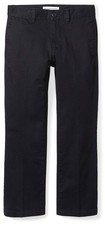 Amazon Essentials Boys' Straight Leg Flat Front Uniform Chino Pant, 5, Black
