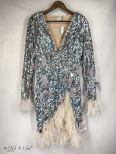 ASOS LUXE Beaded Feather Sequin Cocktail Dress Size 4 Rave Coquette