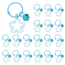 20Pcs Star Bell Keychain Transparent Cute Star Bag Charms Keychain Charms Blue