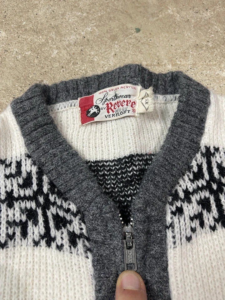 Cárdigan Suéter Pequeño Vintage Años 60 Revere Vereloft Orlon Estilo Rockabilly Foto 2 de 3
