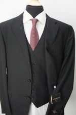 Corneliani Leader Black Striped Wool 3 Pc Suit Jacket Pants Vest 42R Brand NEW