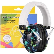 032 Kids Ear Protection Safety Ear Muffs, NRR 1 Pack - White-graffiti Pattern