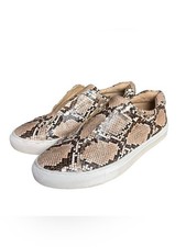 J/Slides Heidi Snakeskin Print Leather Slip-On Platform Sneakers Women  s Size 8