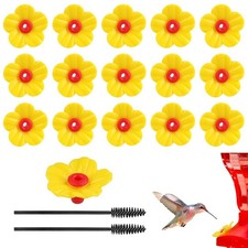 16 Pieces Hummingbird Feeders Replacement Flowers Yellow Pet Replacement Bird...