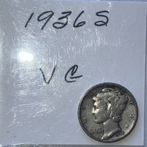 1936 S Mercury Dime VG Very Good 90% Silver 10c US Coin Collectible