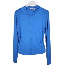 SKYR Jacket Womens Medium Blue Full Zip Hooded Thumbholes Lightweight Top
