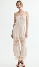 H M Woman Ballon Leg Jumpsuit Lace Trimmed Beige NWT Auth. SOLD OUT on H M S-XL