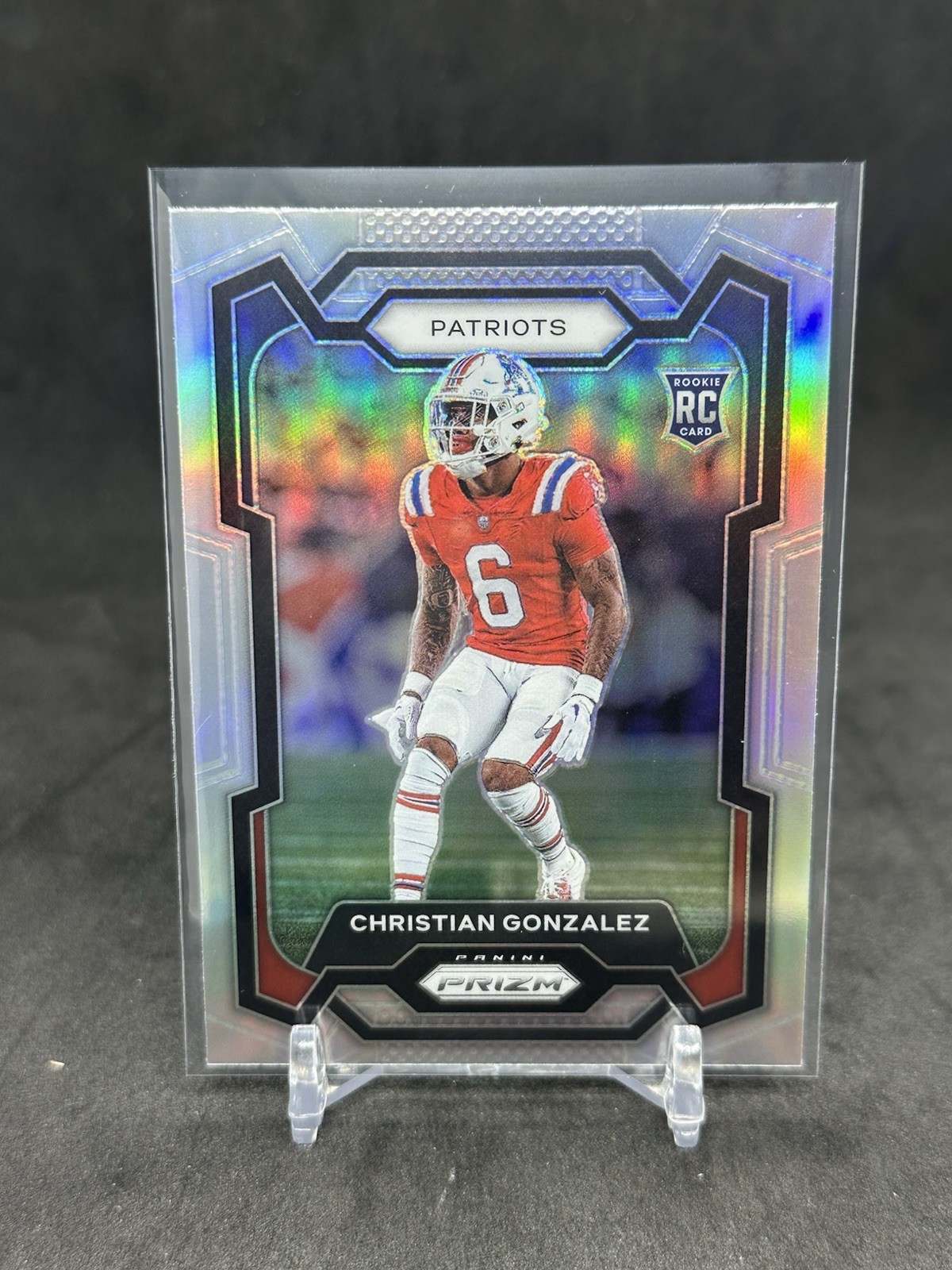 Christian Gonzalez 2023 Panini Prizm Rookie Silver Prizm #369 Patriots