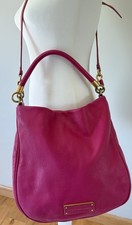 Marc by Marc Jacobs Hobo Bag Pebbled Leather Magenta Purse Top Handle Crossbody