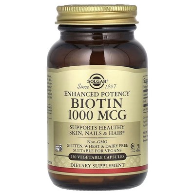 Solgar Biotin 1,000 mcg 250 Vegetable Capsules
