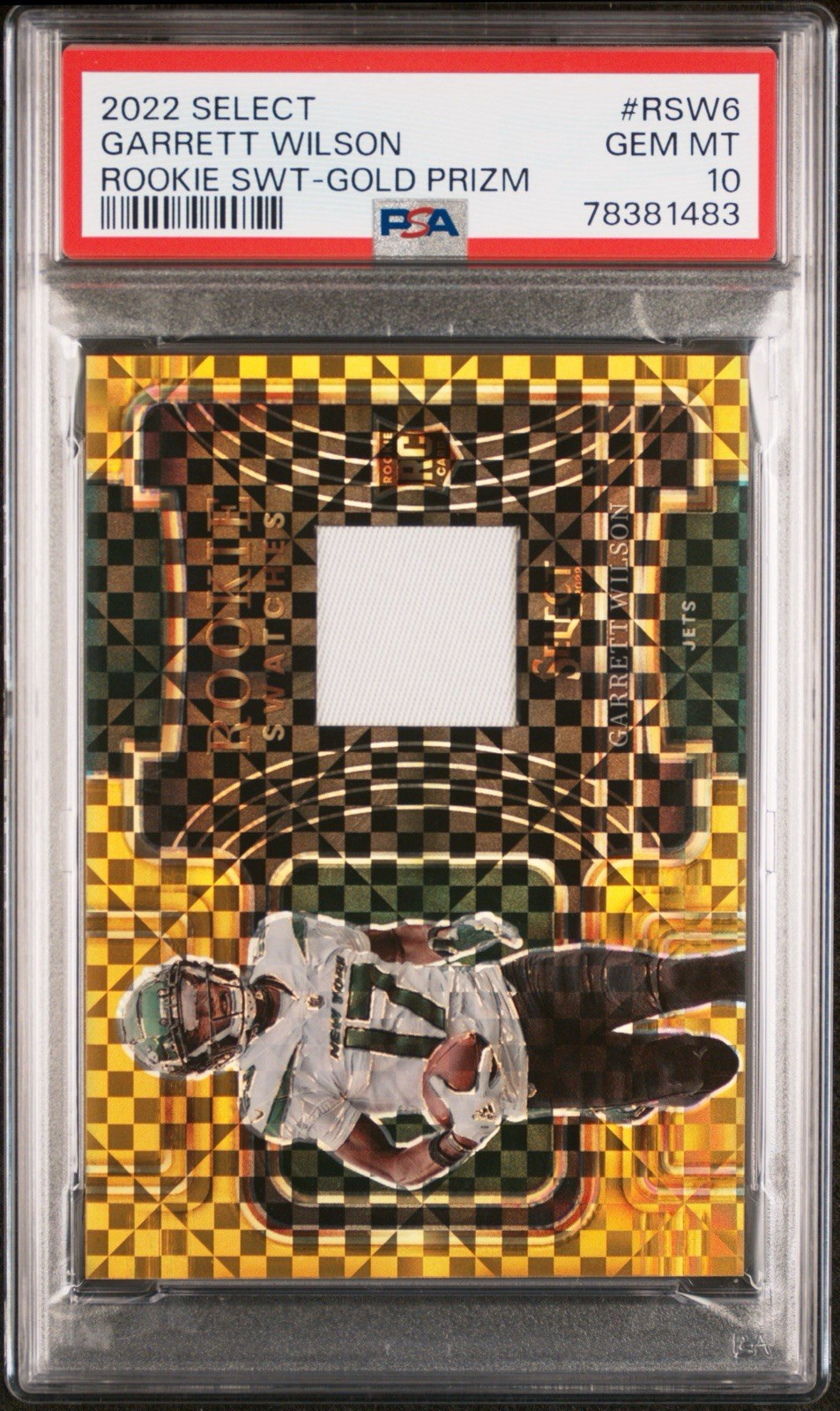 Garrett Wilson Panini Select Rookie Swatches #RSW6 Gold