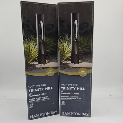2 Pack Hampton Bay Trinity Hill Black Integrated LED Outdoor Bollard Path Light