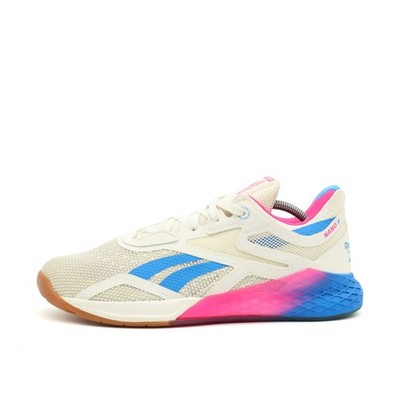 Reebok Damen Nano X Sneaker Weiß/Blau/Pink Mesh Low-Top Trainingsschuhe EU 40