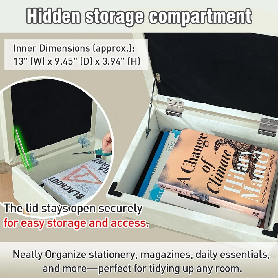 Pequeña otomana con reposapiés de almacenamiento taburete compacto reposapiés para sala de estar... Foto 4 de 4