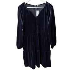 GAP NWT Navy Blue Velvet Tiered Dress Women's size M