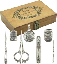 Vintage Embroidery Scissors Set, European Style Stainless Steel Sewing Tools for