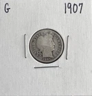 1907 Barber Dime 90% Silver US Coin Liberty Head 10C Vintage Collectible
