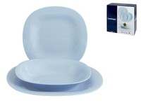 Arc Servizio FüR Teller Carine Light Blue 18-Teilig Opalglas Hellblau