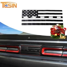 For Dodge Challenger 15+ Black PVC Rear Trunk Lid Center Trim Flag Sticker Decal