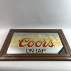 Vintage 1986 Coors Beer Sign Mirror Wood Frame Silver & Gold Mountains 27” x 17”