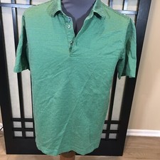 Mens Bobby Jones Polo Shirt Green White Size M Short Sleeve 100% Cotton