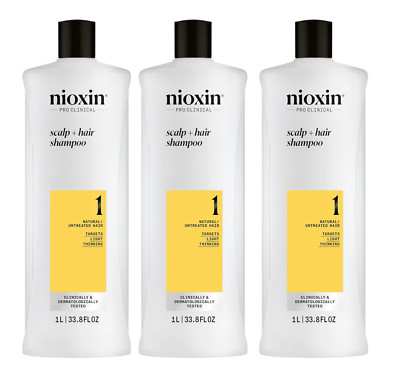 NIOXIN System 1  Cleanser Shampoo 33.8oz / 1 liter (Pack of 3)