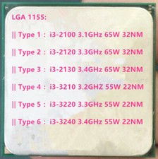 Intel Dual-core I3-2100 I3-2120 I3-2130 I3-3210 I3-3220 i3-3240 I3-3250 CPU