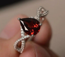100 Natural Garnet Ring 925 Sterling Silver Ring Wedding ring Handmade gift,