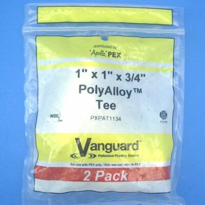 K517E Vanguard Apollo Pex 1''x1''x3/4'' PolyAlloy Tee 2 Pack PXPAT1134 New