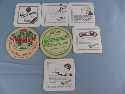Lot of 7 different SOUS BOCK GRENZQUELL beer mats bierviltje Bierdeckel B71