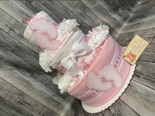 Baby Feet Diaper Cake Centerpiece Present Pink Blue Or Purple Newborn Girls Boys