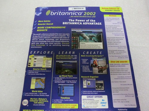 Encyclopedia Britannica 2002 - Deluxe Edition CD for Windows Version - Sealed - Picture 2 of 3