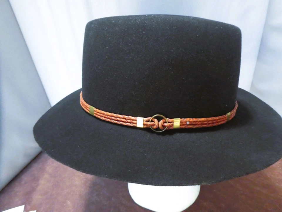 Sombrero de Vaquero Para Hombre Talla 7.1/8 2x Mezcla de Piel Negro Out Back Trading Co EE. UU. Envío Gratuito Foto 3 de 4