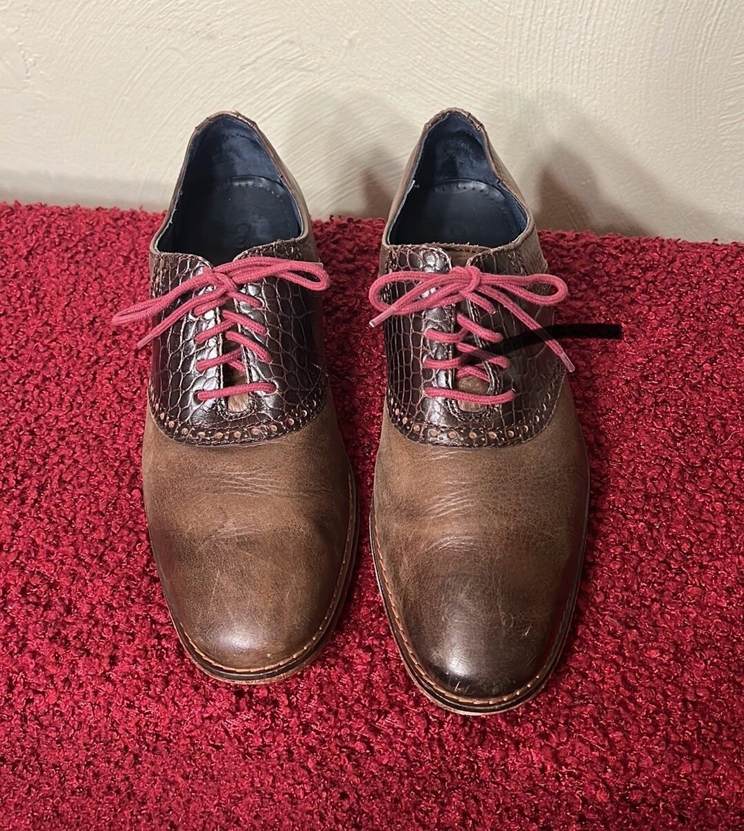 Cole Haan Air Mens Crocodile Brown Oxford Dress Casual Shoes  display picture 3