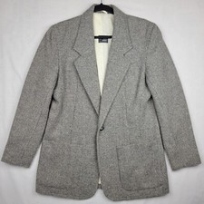 VTG Wool MOHAIR Blend Gray Blazer Jacket Size 4 Liz Claiborne LIZWEAR Classic