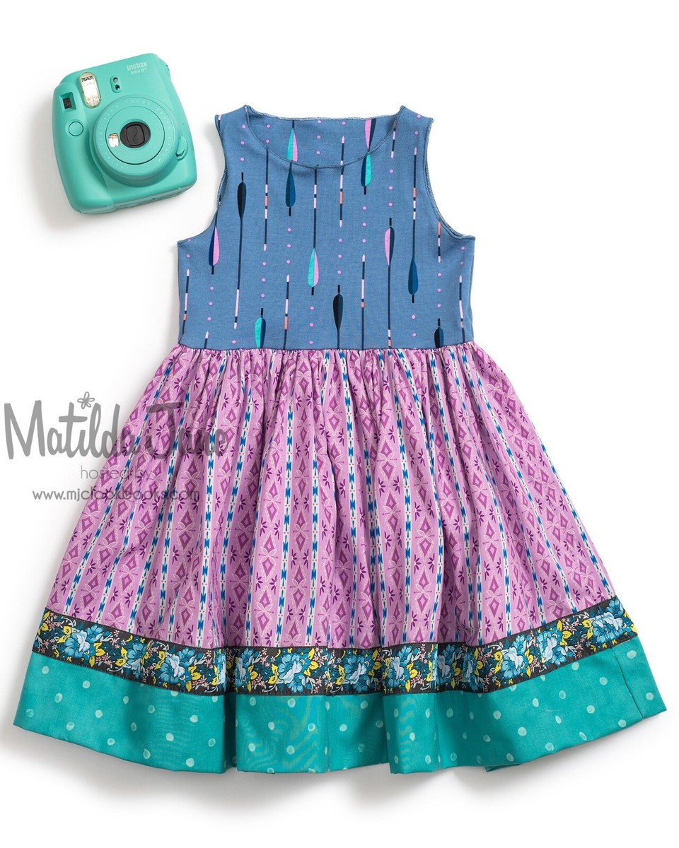 Matilda Jane Platinum Pink Stripe Follow Your Arrow Tank Dress size EUC  (1/8)