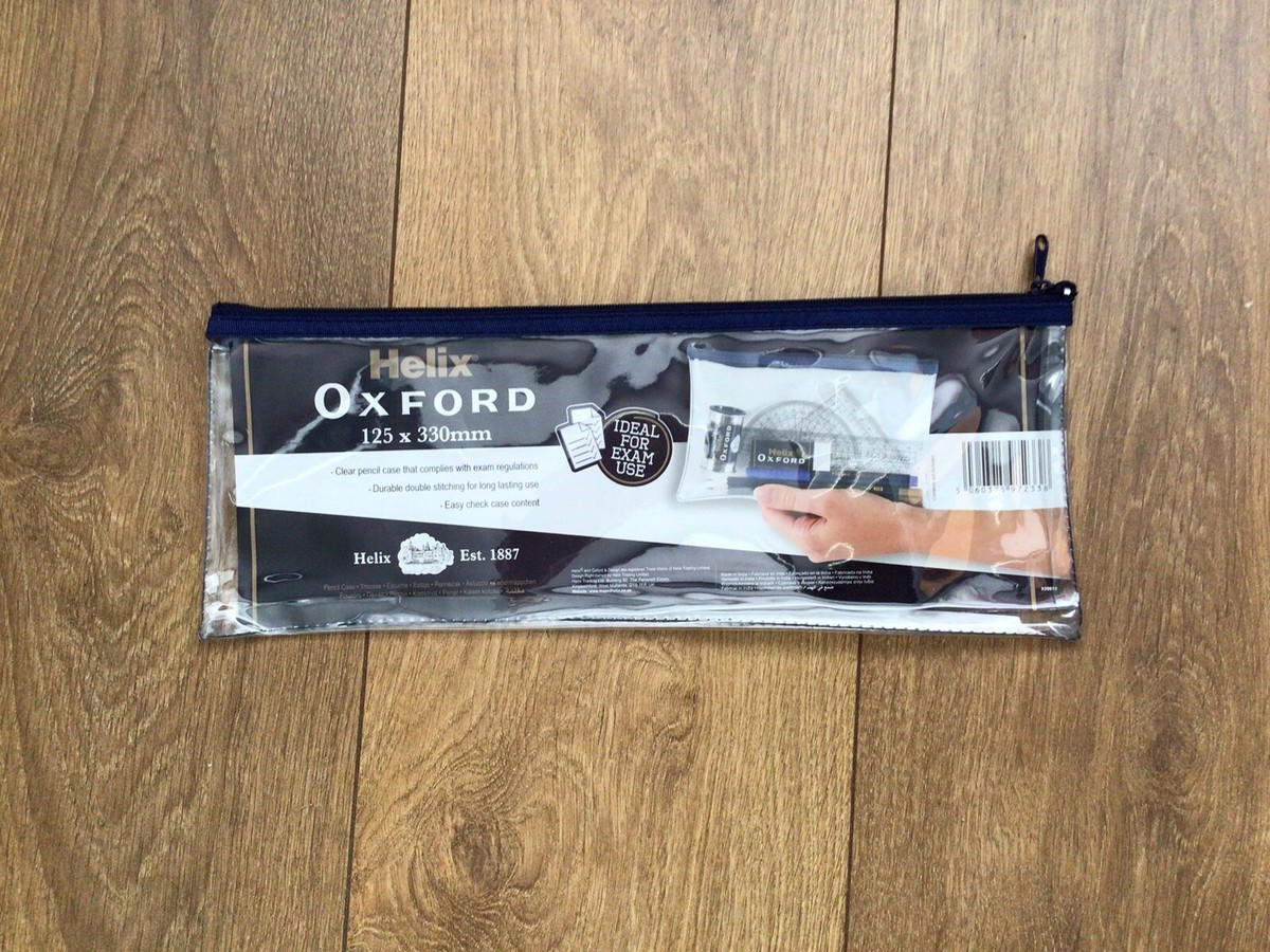 Helix Clear Pencil Case Exam Approved 125X 15mm Oxford