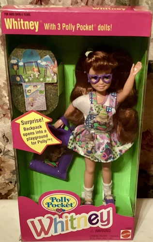NIB Polly Pocket Vintage 1994 Whitney Doll Mattel #12983 W/ 3 Polly Pocket Dolls