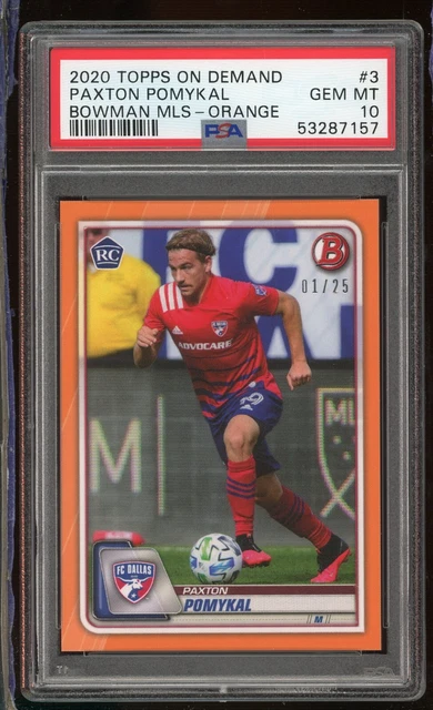 2020 Topps Bowman MLS Paxton Pomykal Orange #/25 PSA 10 GEM MINT
