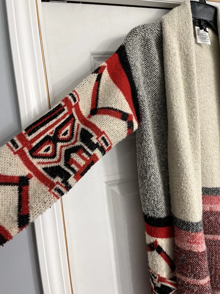 BCBG Maxazria открытый кардиган вязаный свитер Southwest бриллиант печати размер L - Изображение 3 из 4