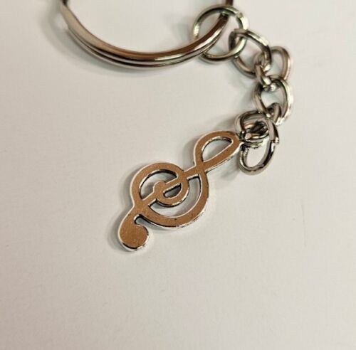 Porte-clés charme note de musique / porte-clés pendentif - couleur argent - Photo 1 sur 3