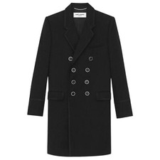 Saint Laurent Women Coat Officer's Black  Cashmere Jacquard 030_rtw_1000_size 38