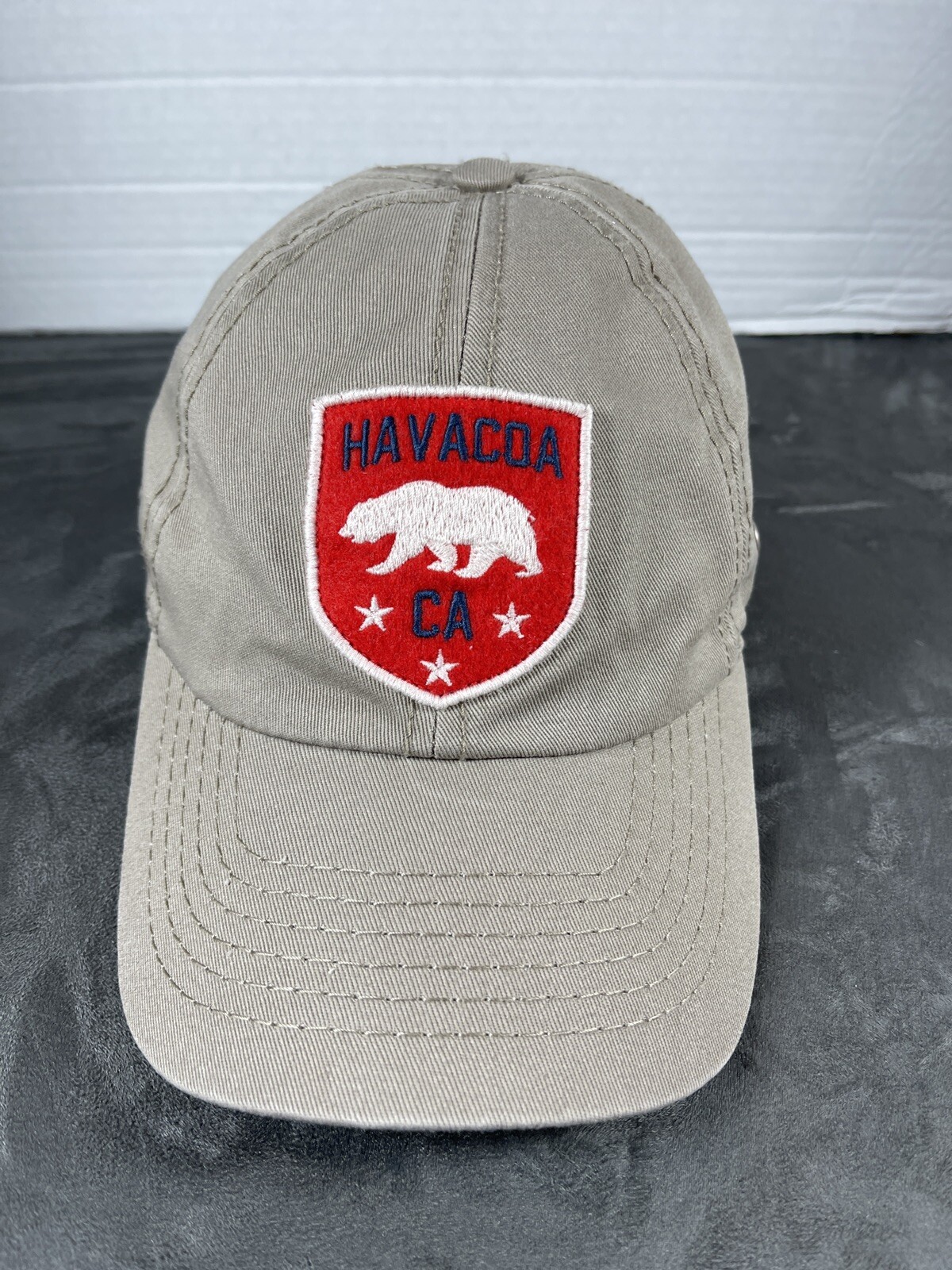 HAVACOA California Patch Bear Shield Strapback Be… - image 1