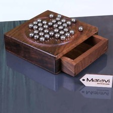 Sesih Mini Solitaire Set with Steel Marbles Travel Board Game Gift Home Decor