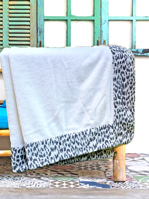 $350 Abyss Bath Sheet/Beach Large Towel 39''x78  Egyptian Giza Cotton White/Grey